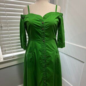 Gabrielle Union Green Cotton Button-Front Dress